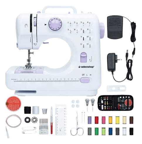 Maquina De Coser Portatil Electrica Mas Kit Costura Y Pedal Color Blanco SelectShop
